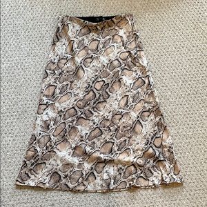 Aqua snake print midi skirt